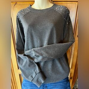 Gray Embellished Gray Sweatshirt